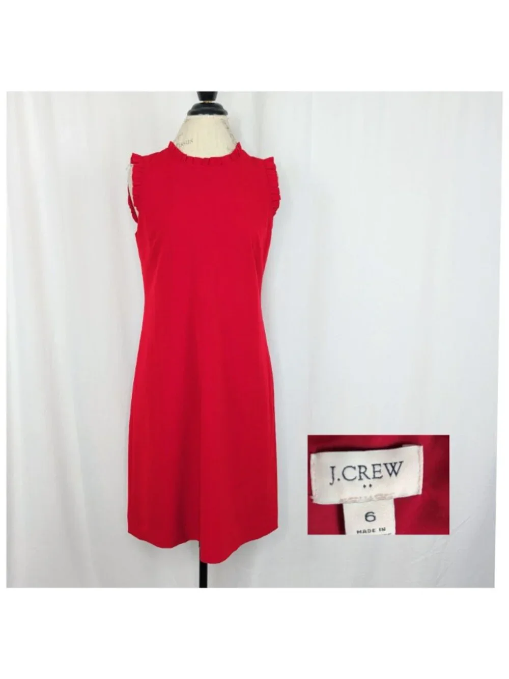 J. Crew Red Dress 6 Small A-Line Ruffle Mini NWT